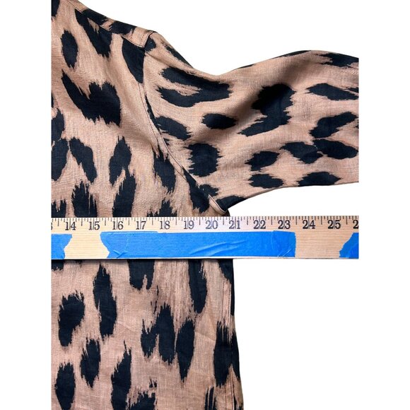 Emily Phillips Cheetah Girlfriend Button Down Linen Shirt Size 4 Made In USA - Picture 5 of 7